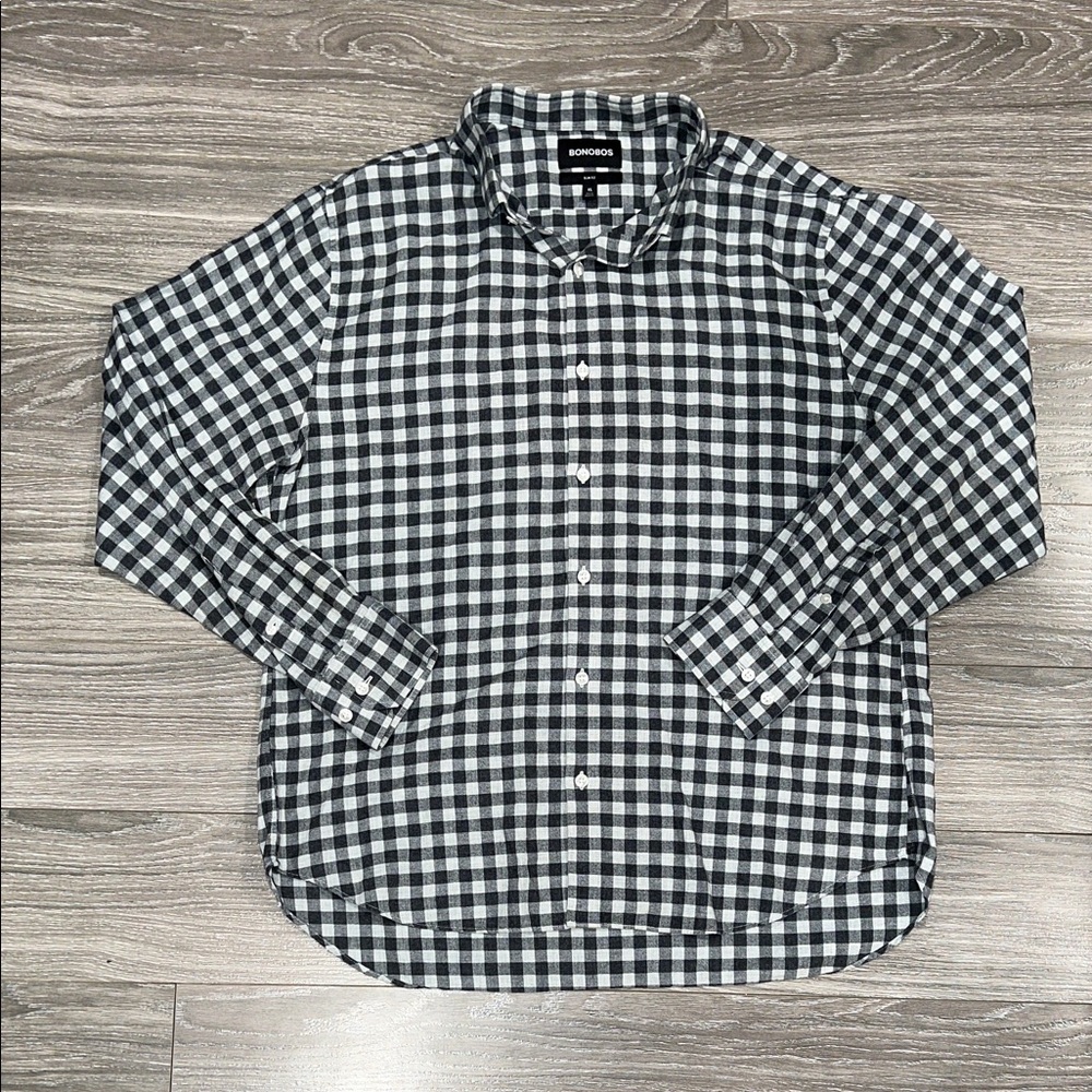 Bonobos Black and White Plaid Button Down Shirt
